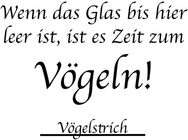 eXODA Weinglas Weinglas Gravur mit Spruch - Zeit zum Vögeln mit Vögelstrich, 1-tlg, Glas, Atemberaubende Darstellung