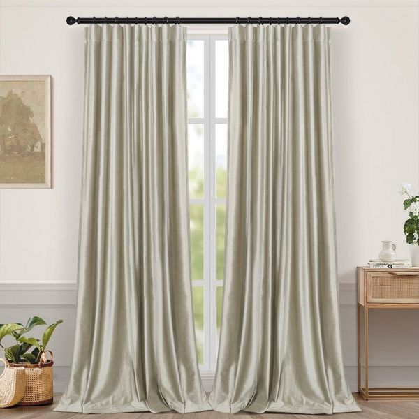 Sunicol Gardine Luxus Blickdicht, Samtvorhang, Thermo, Kräuselband Dekoschal, 2er Set, Verschiedene Aufhängeoptionen, Verdunkelungsvorhang, für Schlafzimmer