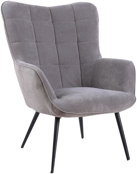 Sessel >UTA< (BxHxT: 72x97x80 cm) in grau aus Cord - 72x97x80cm (BxHxT)