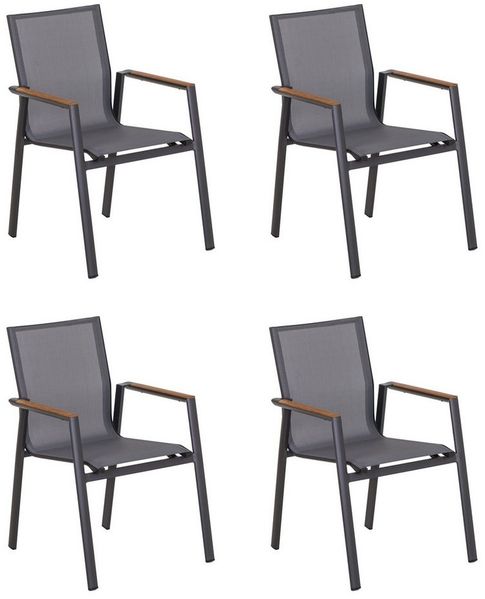 acamp Gartenstuhl 4-teiliges Stapelstuhl Set Vegas (Gartenmöbel Set), Stühle Set, stapelbar, Stapelsessel, Loungestühle, 58x67x88 cm