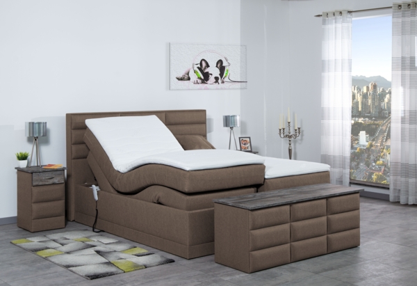 Meisterbetten Boxspringbett Pino 100x200 in WT-Papyrus, Matratzenbezug Nano, Ergoflex-Topper