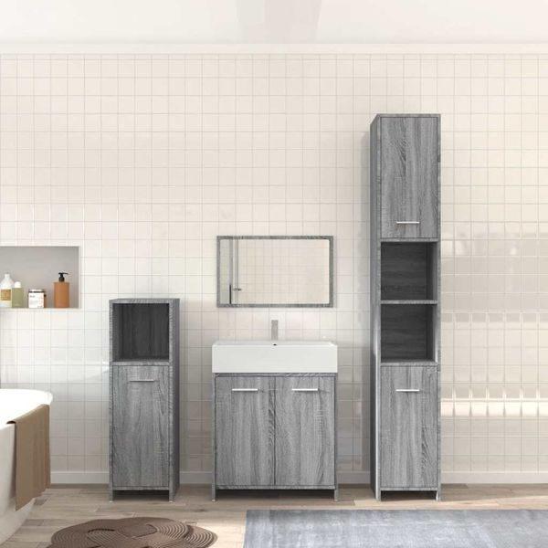 vidaXL 4-tlg. Badmöbel-Set Grau Sonoma Holzwerkstoff 3154404