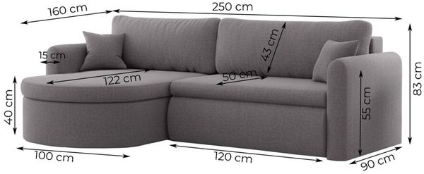 Ecksofa Schlafsofa FELIZ Stoff Quelle Creme Ottomane Rechts Bild 4