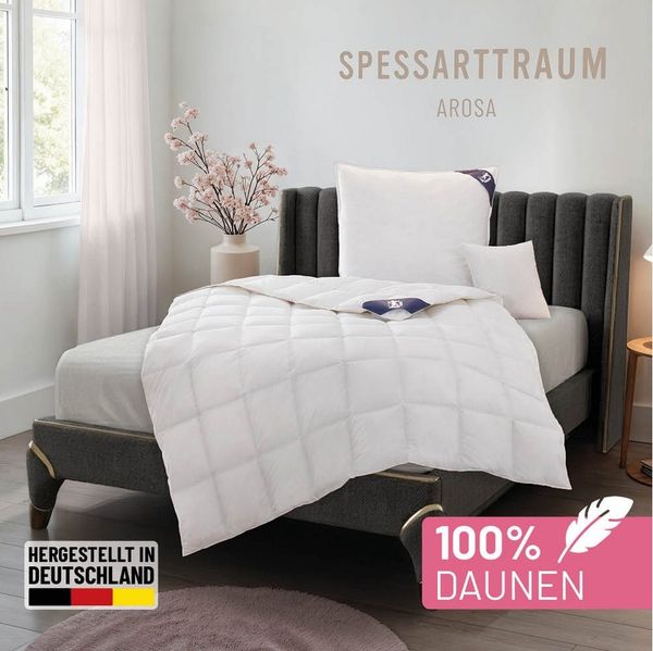 SPESSARTTRAUM Daunenbettdecke Laax Bettdecke 135x200, 155x220 cm und viele weitere Größen, Füllung: 100% Daunen, Bezug: 100% Baumwolle, Bettdecken Ganzjahresbettdecke, Winter, Sommer