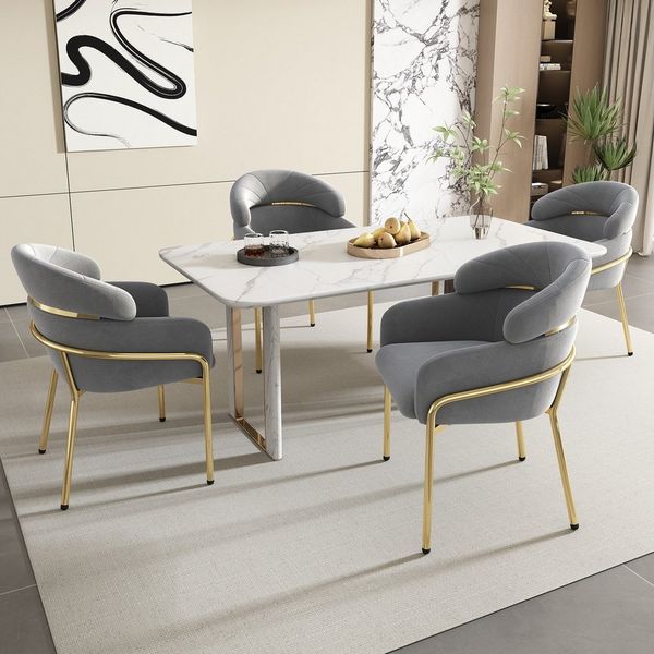 Flieks Polsterstuhl (Set, 4 St), 4er Set Esszimmerstühle Armlehnstühle Schminkstuhl Wohnzimmer Samt