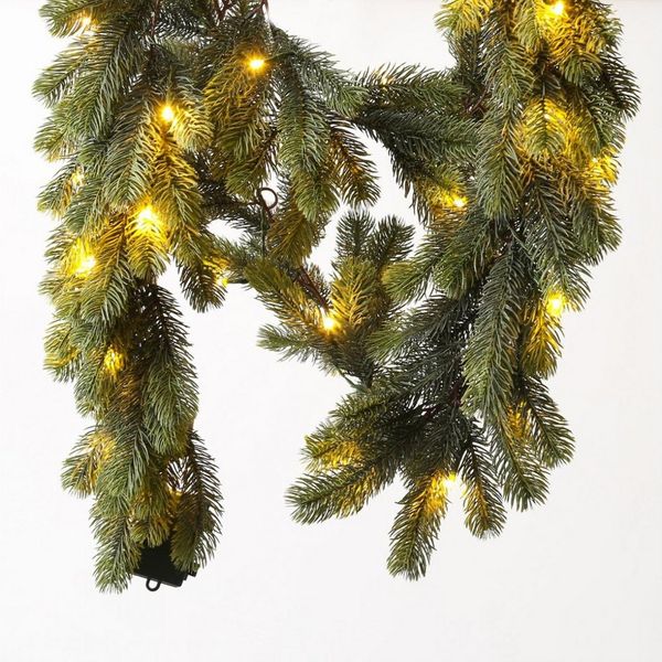 MARELIDA LED-Girlande LED Tannengirlande Weihnachtsgirlande 1,8m Timer Batterie für Außen, 35-flammig