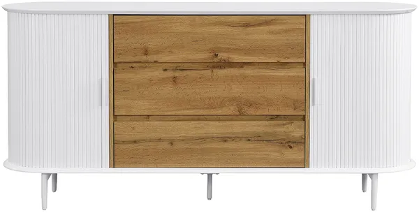 Vente-unique - VELURANI Sideboard Holz, Platte BeigeWeiß - B 40 cm x H 81 cm x L 170 cm Bild 2