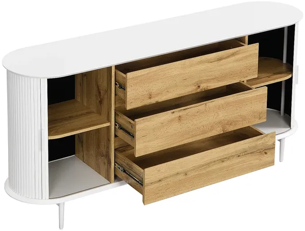 Vente-unique - VELURANI Sideboard Holz, Platte BeigeWeiß - B 40 cm x H 81 cm x L 170 cm Bild 4