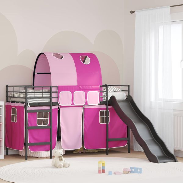 vidaXL Kinder-Etagenbett Schwarz und Pink 75 x 190 cm Metall 42020843