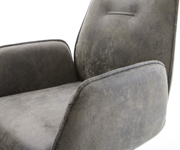 Esszimmerstuhl Zoa-Flex Mikrofaser Grau Antik Kreuzgestell breit Schwarz Taschenfederkern Bild 4