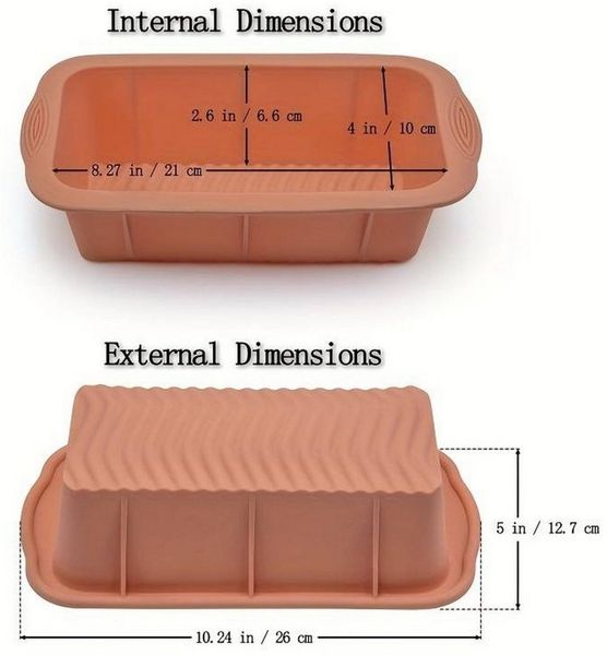König Design Silikonform Backform Kastenform Kuchenform Tortenform, Rechteckige Brotbackform Brotform Kuchen 21 x 9 x 6,5 cm