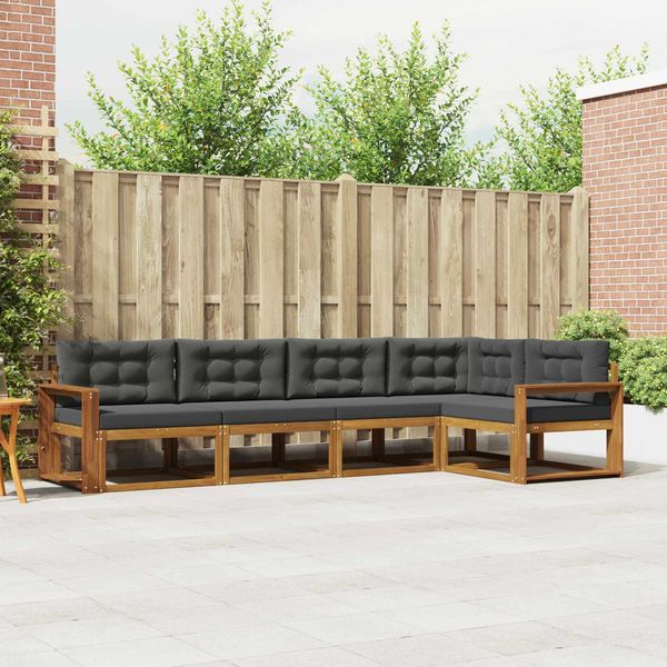 vidaXL Outdoor-Sofagarnitur mit Kissen 5 pcs Natur und Anthrazit 3367585