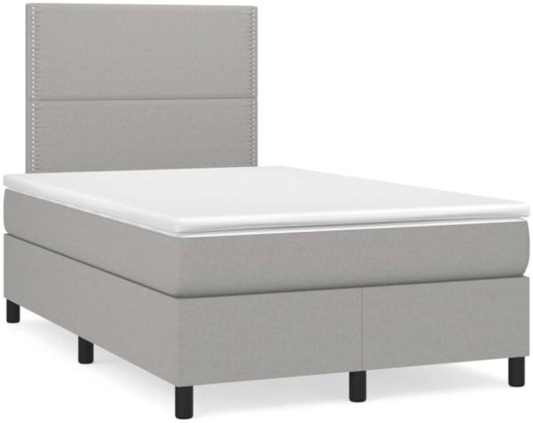 vidaXL Boxspringbett mit Matratze & LED Hellgrau 120x190 cm Stoff 3270190