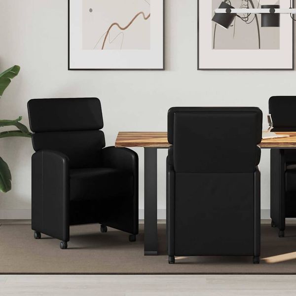 vidaXL Esszimmerstühle mit Rollen 2 pcs Schwarz 58 x 65 x 98 cm 42017890