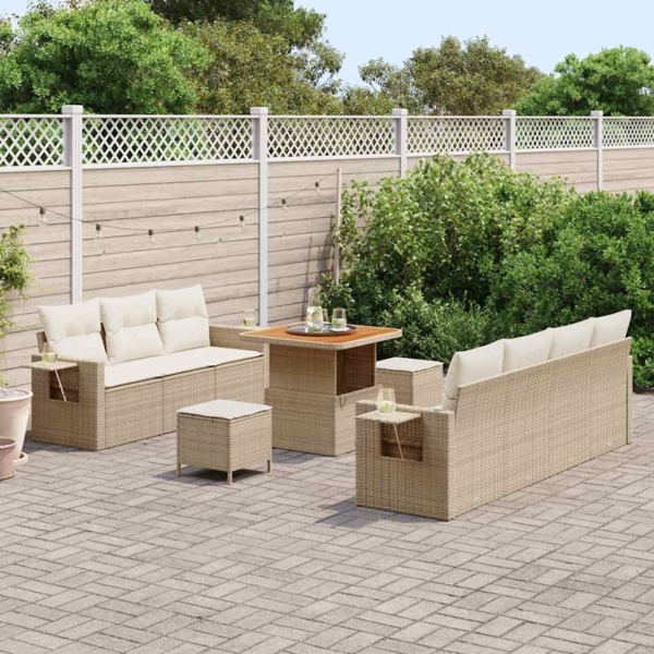 vidaXL Garten-Sofa-Set mit Kissen mit Speicher 10 pcs Beige und Creme 3363656 Bild 2