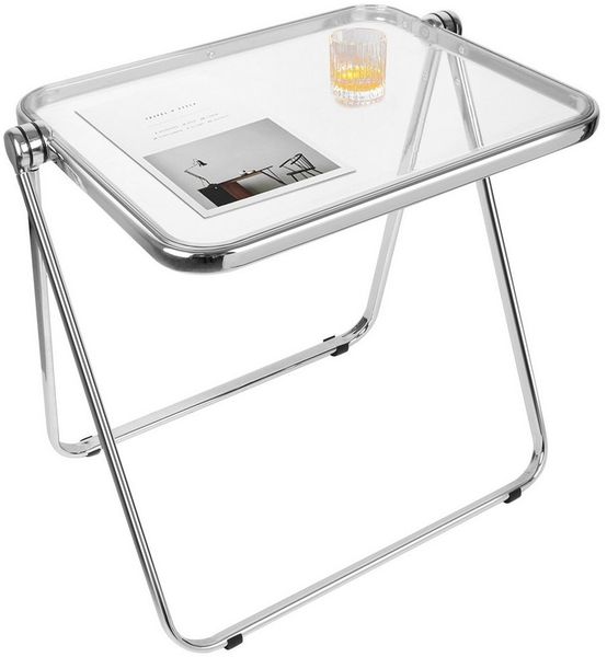 JEOBEST Klapptisch Kleiner Tabletttisch, klapptisch Snack Tisch, Beistelltisch, aus Transparentes Acryl & Metall, für kleine Räume