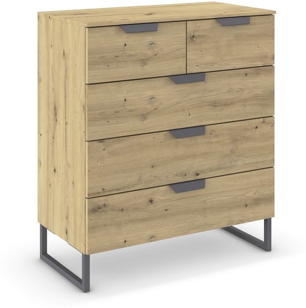 Schubkastenkommode >Aditio Box< in Eiche Artisan Dekor - 80x92x44 (BxHxT)