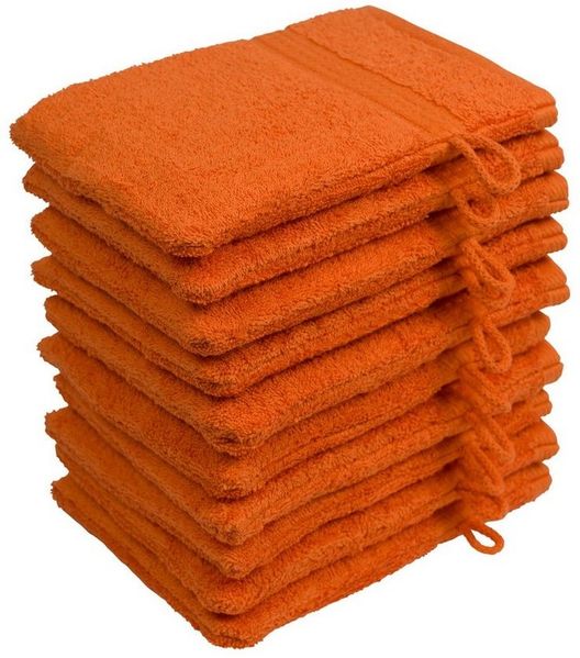 10er Set Waschhandschuhe Waschlappen Terra 16x21 cm | 100% Baumwolle Frottier | Oeko-TEX® Standard 100 | Premium Qualität 500 g/m²