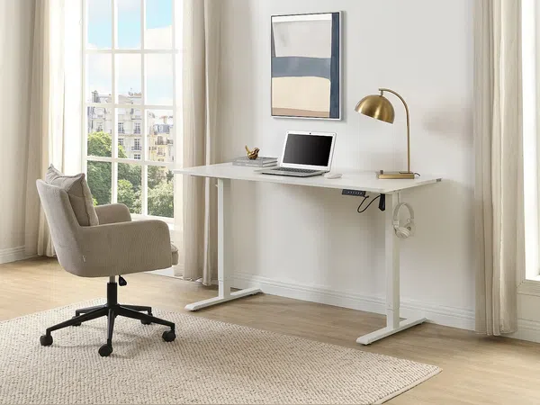Vente-unique - ELAVANO Büromöbel Holz, Platte Weiß - B 60 cm x H 115 cm70,5 cm x L 140 cm