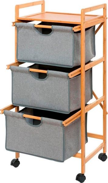 BAHARI Badregal, praktische Bambusmöbel mit 3 Schubladen und Ablage - 96 x 44 x 34 cm, WENKO - WENKO Bild 3