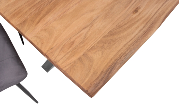 Esstisch Baumkante massiv Akazie eichefarben 300 x 100 cm Spider-Gestell silber DEREK 141799358 Bild 4