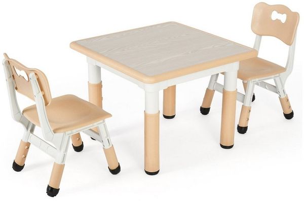 TLGREEN Kindersitzgruppe Kindertisch mit 2 Stühlen, (3-tlg), Kindermöbel Plastik, Sitzgruppe Höhenverstellbar