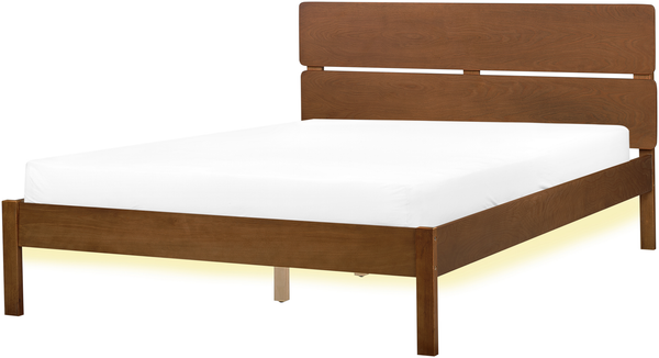 Bett mit LED BOISSET 140 x 200 cm LED Heller Holzfarbton