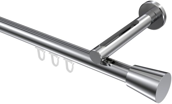 Innenlauf-Gardinenstangen-Set Siteno Sitra 120 cm, 1-läufig, 20 mm Ø Chrom