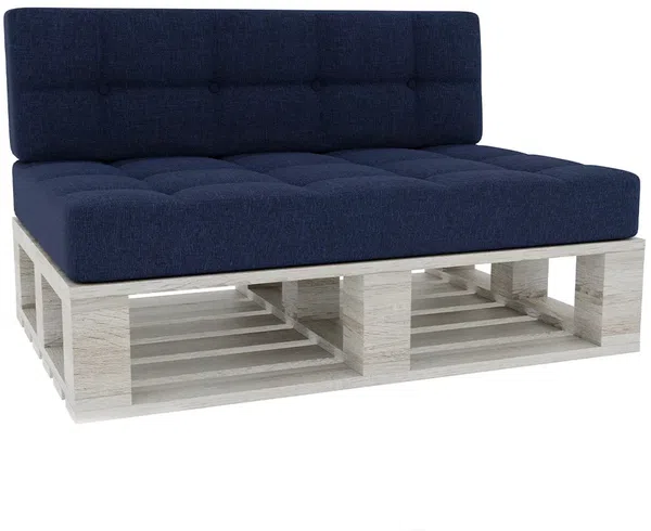 Gutekissen® Palettenkissen Gesteppte Kissen mit Knöpfen, Palettenauflagen Sitzkissen Rückenlehne Gesteppt PFG (Set (Sitzkissen 120x80 +Rückenlehne 120x40), Dunkelblau)