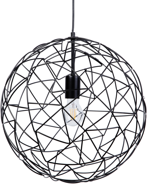 'Lemme' Hängeleuchte Schwarz Metall Glühbirnen-Optik mit Schirm in Kugelform mit Netz-Optik für Wohnzimmer Esszimmer Minimalistischer Stil