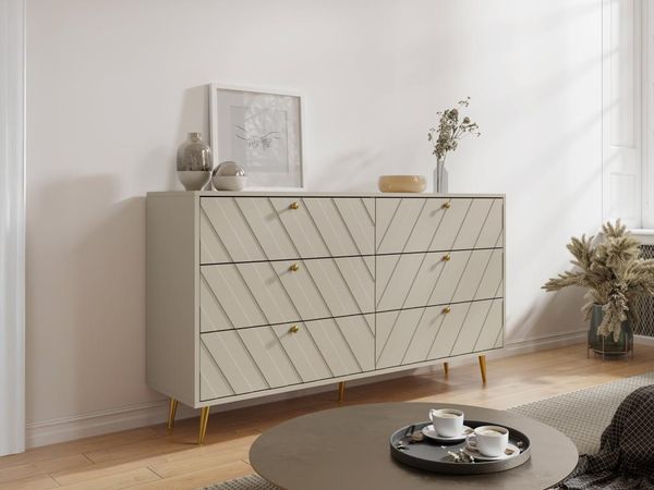 Vente-unique - Kommode mit 6 Schubladen - Beige - TEODA von Pascal Morabito