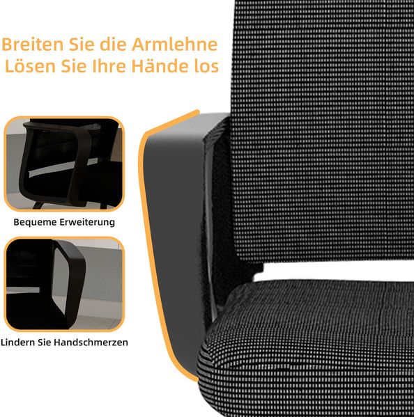 Bürostuhl in Schwarz – Freischwinger mit Netzrücken, Armlehnen, 45 x 55 x 90 cm, und Metallgestell Bild 6