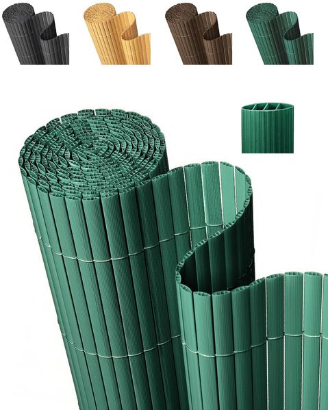 paramondo PVC Sichtschutzmatte Sichtschutzzaun 80x500 cm, Dreifache Verstärkung für Garten Terrasse, Privatsphäre Balkon Sichtschutz Zaun Windschutz Wetterfest mit Strukturierter Oberfläche, Grün