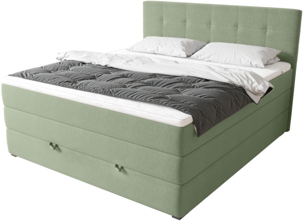 99rooms Madagaskar Boxspringbett Strukturstoff INARI Minze 140x200 cm Bonell-Federung Bild 7