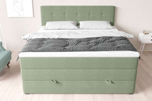 99rooms Madagaskar Boxspringbett Strukturstoff INARI Minze 140x200 cm Bonell-Federung Bild 2