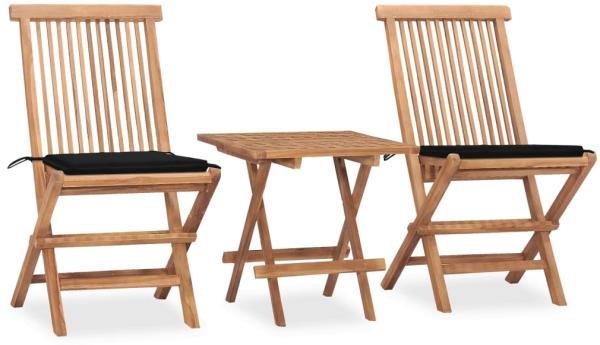 vidaXL 3-tlg. Garten-Essgruppe mit Kissen Klappbar Massivholz Teak 3063205