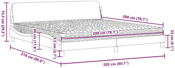 vidaXL Bett mit Matratze "Dover" Schwarz und Weiß 200x200 cm Kunstleder 3208482 Bild 10