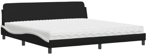 vidaXL Bett mit Matratze "Dover" Schwarz und Weiß 200x200 cm Kunstleder 3208482 Bild 2