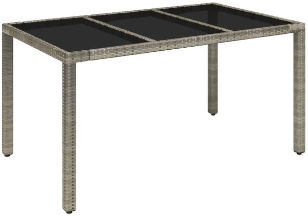 vidaXL Gartentisch mit Glasplatte Grau 150x90x75 cm Poly Rattan 319900 Bild 2