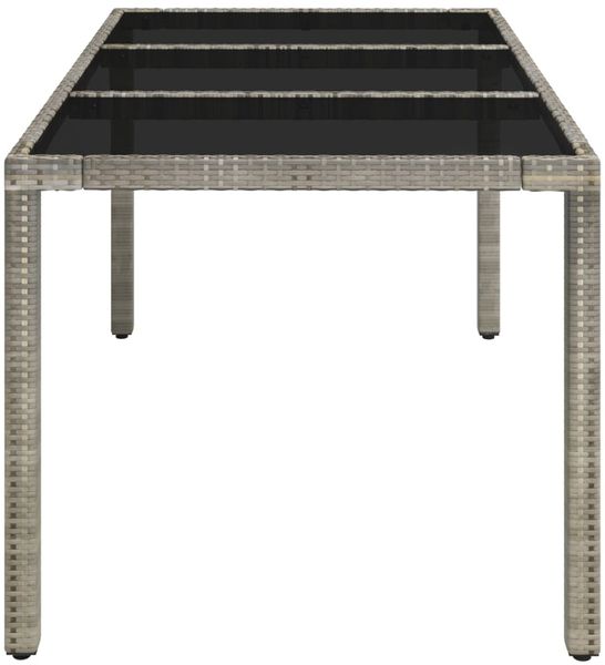 vidaXL Gartentisch mit Glasplatte Grau 150x90x75 cm Poly Rattan 319900 Bild 4