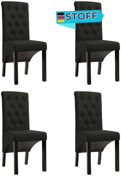Esszimmerstühle VEDA 4er Set Schwarz Stoff | Polsterstühle Küchenstuhl Wohnzimmerstühle Essstühle bequem