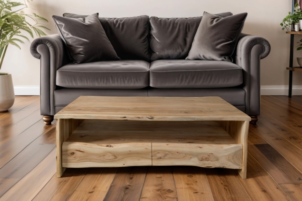 Couchtisch mit Ablage Akazie massiv 130 x 70 x 45 cm naturfarben DAHLIA 87070391 Bild 2