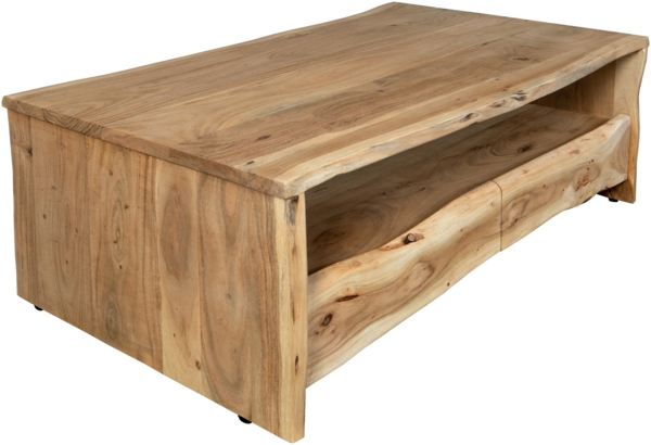 Couchtisch mit Ablage Akazie massiv 130 x 70 x 45 cm naturfarben DAHLIA 87070391 Bild 3