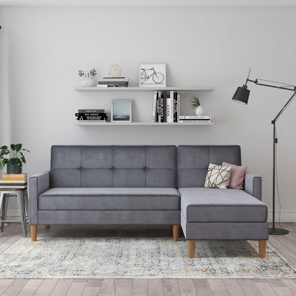 Dorel Home Ecksofa Lilly, L-Form, mit Bett-Funktion, Recamiere beidseitig montierbar, Sitzhöhe 43 cm