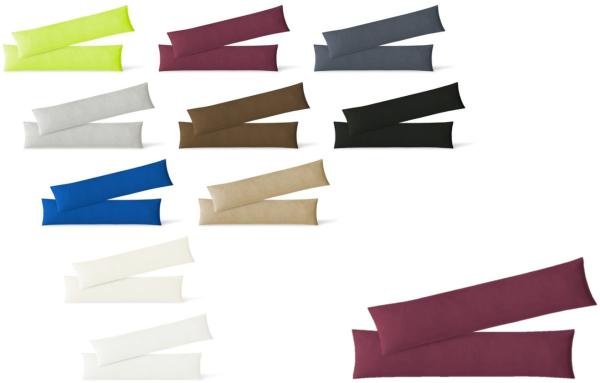 Jersey Kissenbezug, 2er Set, Baumwolle, Bordeaux, 40x145 cm