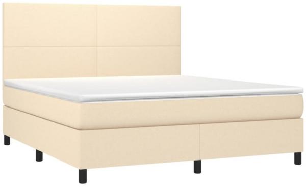 vidaXL Boxspringbett mit Matratze & LED Stoff Creme 160 x 200 cm, Härtegrad: H2 [3134730]