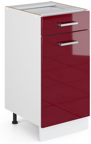 Unterschrank R-Line Bordeaux Hochglanz 40 cm mit Schublade, ohne Arbeitsplatte Vicco