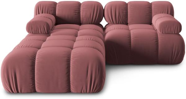 Micadoni Modulares Sofa Bellis 3-Sitzer mit flachem Modul Samtstoff Rosa