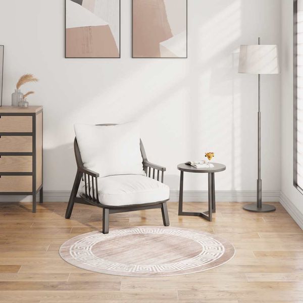 vidaXL Teppich Waschbar Beige 120 cm Rutschfest