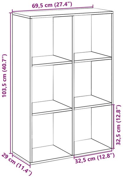 vidaXL Raumteiler-Bücherregal Artisan-Eiche 69,5x29x103,5 cm 858020 Bild 11